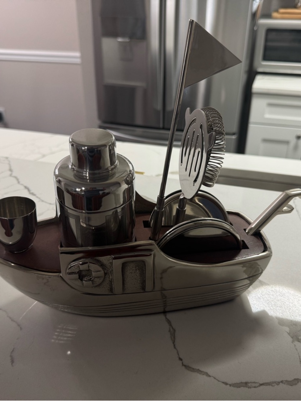 Mark & Graham Silver Boat Cocktail Bar Set